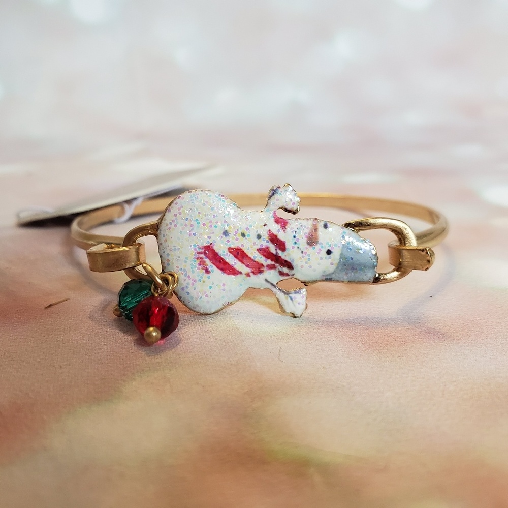 NWT Gold Sparkly Snowman Charm Bracelet
